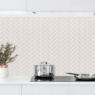Kitchen wall cladding - Fish Bone Tiles - Light Grey