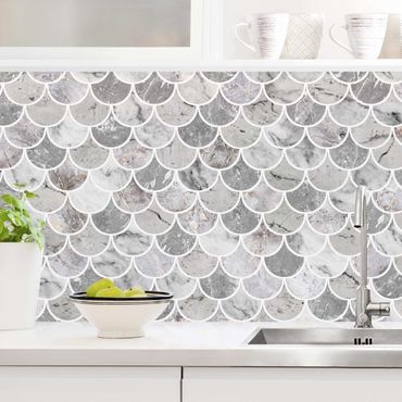 Kitchen wall cladding - Fish Scake Tiles Marble - Grey