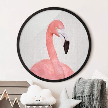 Circular framed print - Flamingo Fabian