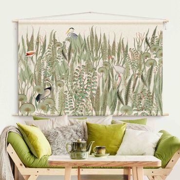 Tapestry - Flamingo And Stork With Plants