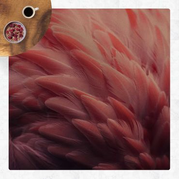 Cork mat - Flamingo Feathers Close-Up - Square 1:1