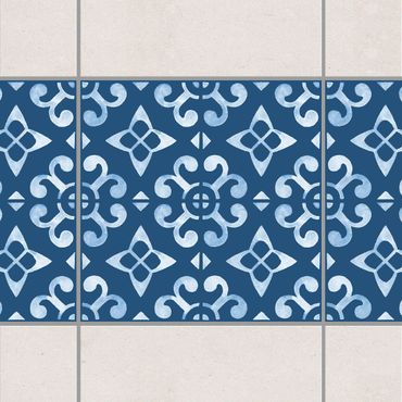 Tile sticker - Dark Blue White Pattern Series No.05
