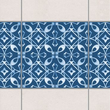 Tile sticker - Dark Blue White Pattern Series No.08