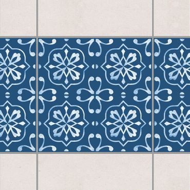 Tile sticker - Dark Blue White Pattern Series No.04