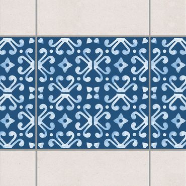 Tile sticker - Dark Blue White Pattern Series No.07