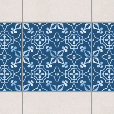 Tile sticker - Dark Blue White Pattern Series No.09