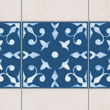 Tile sticker - Pattern Dark Blue White Series No.6