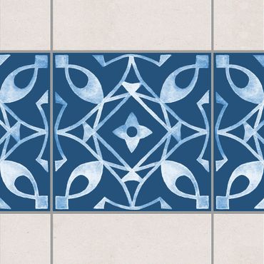 Tile sticker - Pattern Dark Blue White Series No.8
