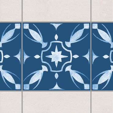 Tile sticker - Pattern Dark Blue White Series No.1