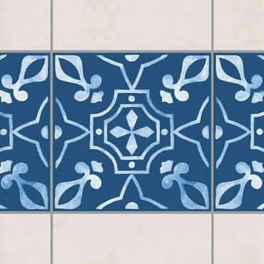 Tile sticker - Pattern Dark Blue White Series No.9