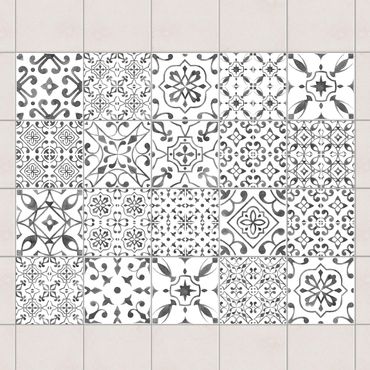 Tile sticker - Gray White Pattern Mix