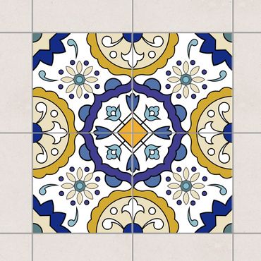 Tile sticker - Flowers ornament from 4 Spanish tiles