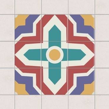 Tile sticker - Tile Sticker Set - Moroccan tiles cross ornament