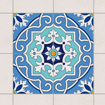 Tile sticker - Tile Sticker Set - Mediterranean tiles mirror blue