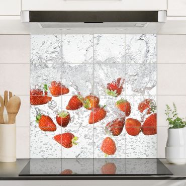 Tile sticker - Fresh Strawberries In Water
