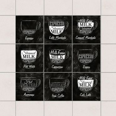 Tile sticker - Coffee Varieties Chalkboard
