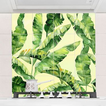 Tile sticker - Banana Leaves Watercolour