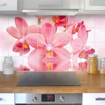 Tile sticker - Tile Mural Pink orchids on water