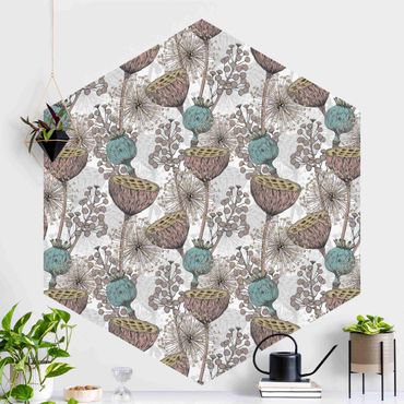 Self-adhesive hexagonal pattern wallpaper - Floral Elegance Flower Décor XXL