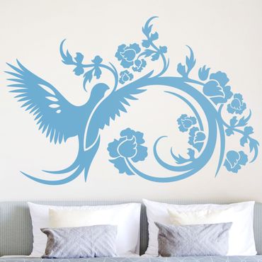 Wall sticker - Wing Beat with Flower Tendril
