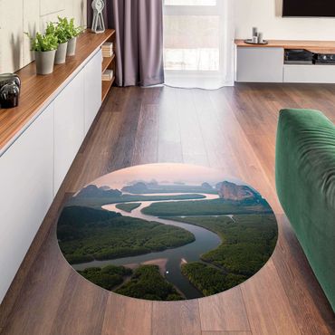 Vinyl Floor Mat round - River Landscape In Thailand