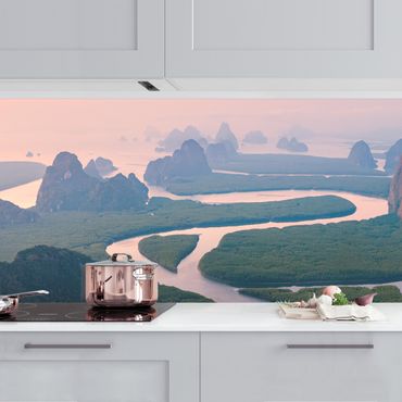 Kitchen wall cladding - River Landscape In Thailand