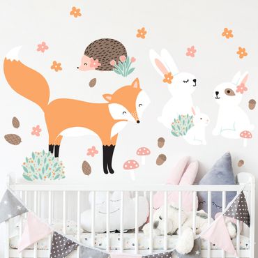 Wall sticker - Forest Friends with hare hedgehog and fox