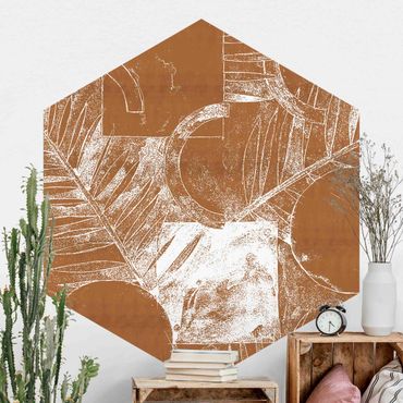 Self-adhesive hexagonal pattern wallpaper - Shapes And Leaves Copper II
