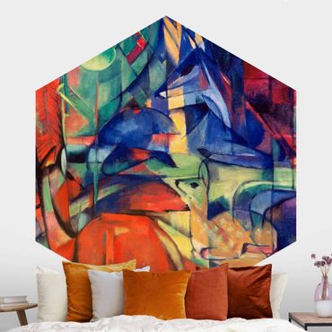 Self-adhesive hexagonal pattern wallpaper - Franz Marc - Deer In The Forest