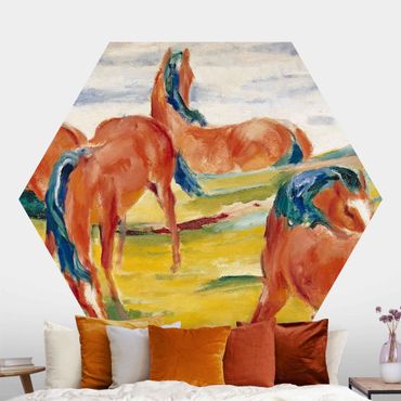 Self-adhesive hexagonal pattern wallpaper - Franz Marc - Grazing Horses