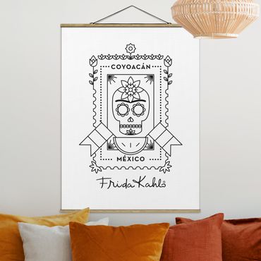 Fabric print with poster hangers - Frida Kahlo Coyocan Mexico - Portrait format 3:4