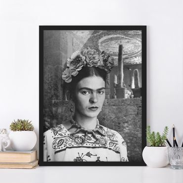 Framed poster - Frida Kahlo Photograph Portrait With Cacti