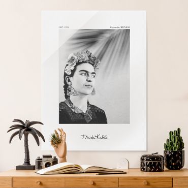 Glass print - Frida Kahlo Portrait With Jewellery