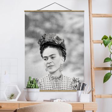 Fabric print with poster hangers - Frida Kahlo Portrait  - Portrait format 3:4
