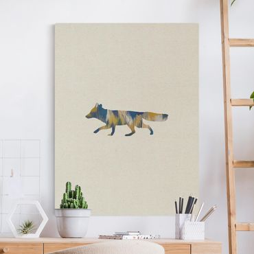 Natural canvas print - Fox In Blue And Yellow - Portrait format 3:4