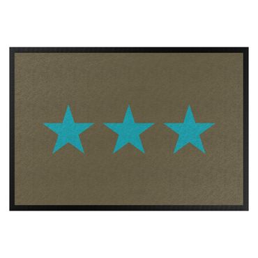 Doormat - Three Stars Brown Turqoise Blue