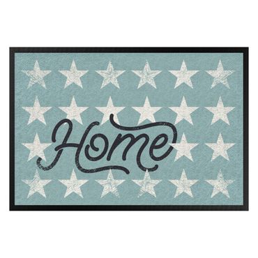 Doormat - Home Stars Turquoise Grey