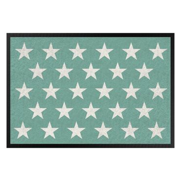 Doormat - Stars Staggered Turquoise
