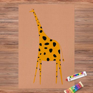 Cork mat - Yellow Giraffe - Portrait format 2:3