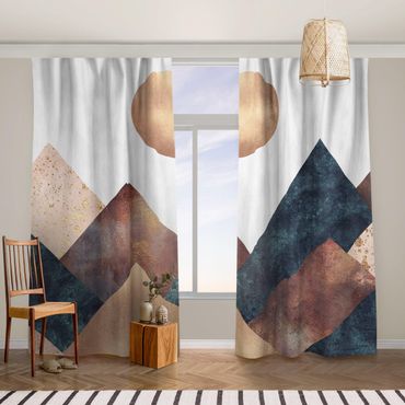 Curtain - Geometric Mountains Bronze