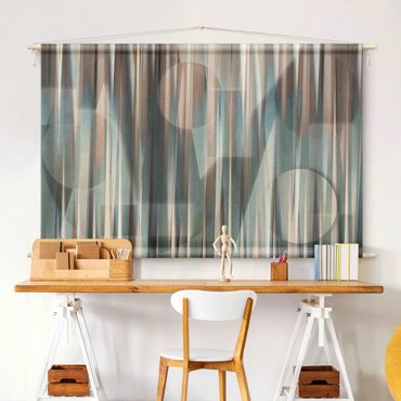 Tapestry - Geometrical Shapes In Copper And Blue