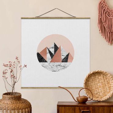 Fabric print with poster hangers - Geometrical Landscape In A Circle - Square 1:1