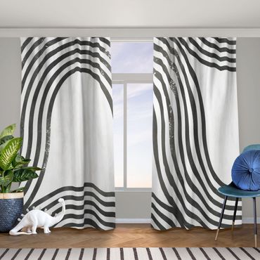 Curtain - Geometrical Waves Black And White I