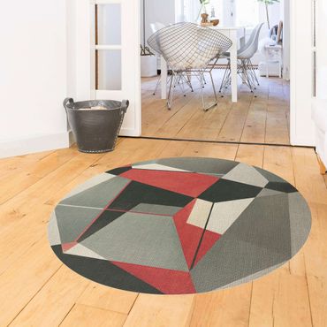 Vinyl Floor Mat round - Geometrical Fox