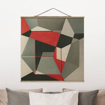 Fabric print with poster hangers - Geometrical Fox - Square 1:1