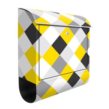 Letterbox - Geometrical Pattern Rotated Chessboard Yellow