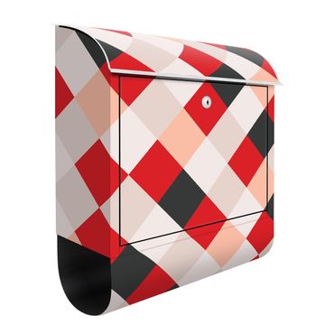 Letterbox - Geometrical Pattern Rotated Chessboard Red