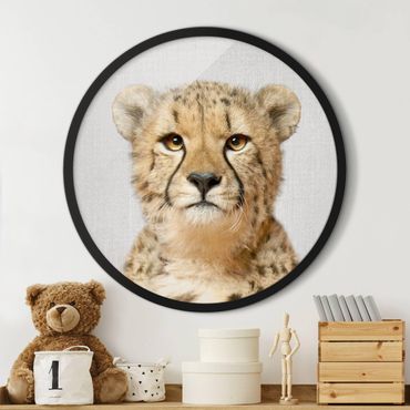 Circular framed print - Cheetah Gerald