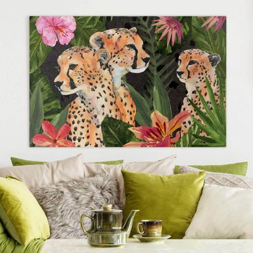Print on canvas - Three Cheetahs In The Jungle - Landscape format 3x2