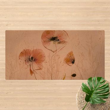 Cork mat - Dried Poppy Flowers With Delicate Grasses - Landscape format 2:1